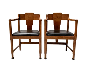 Two Art Deco Amsterdamse School Armchairs, by Frits Spanjaard, 1920s